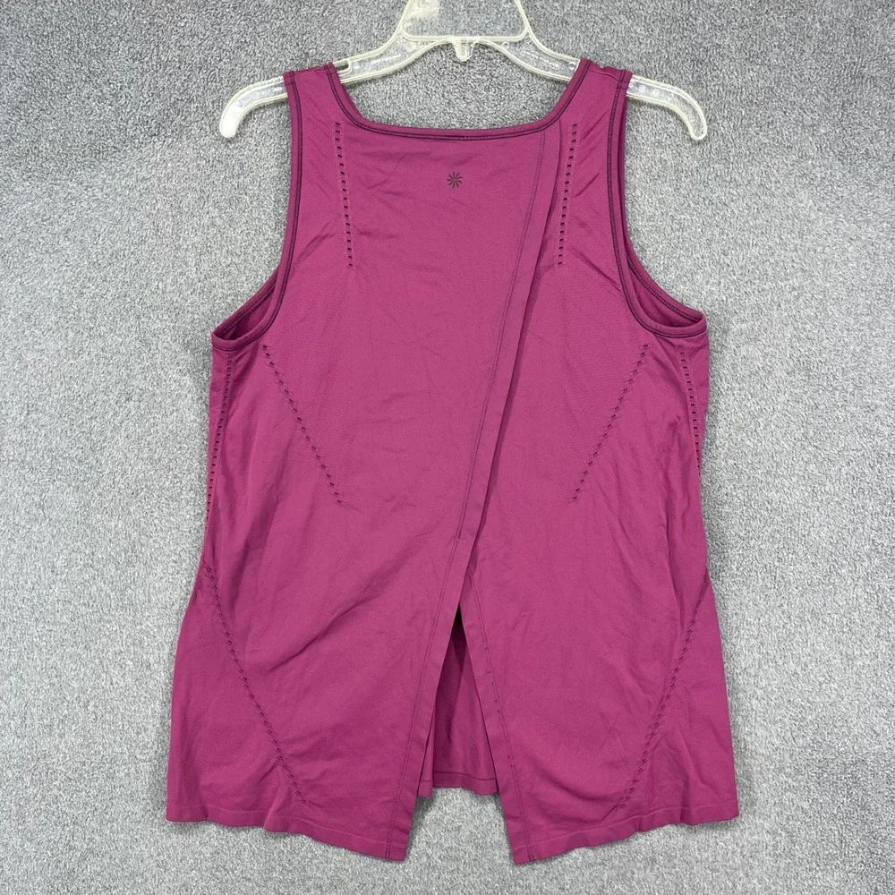 Athleta‎ Tank Top Womens Medium Purple Seamless Pointelle Split Back Activewear